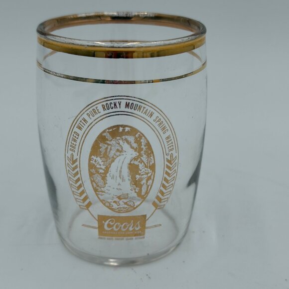 Vintage Coors Glass Tumbler Tasting Chaser or Shot Glass Gold Rim 3” Tall 80’s - Picture 2 of 8